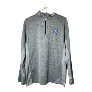 NHL Seattle Kraken Shirt Long Sleeve 1/2 Half Zip Mens Medium Gray